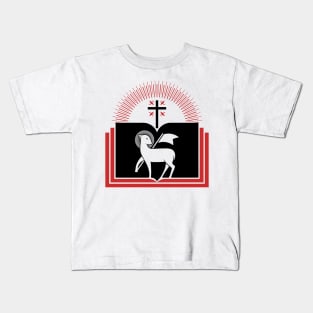 Christian illustration. Lamb of God on the background of the open book of life. Kids T-Shirt